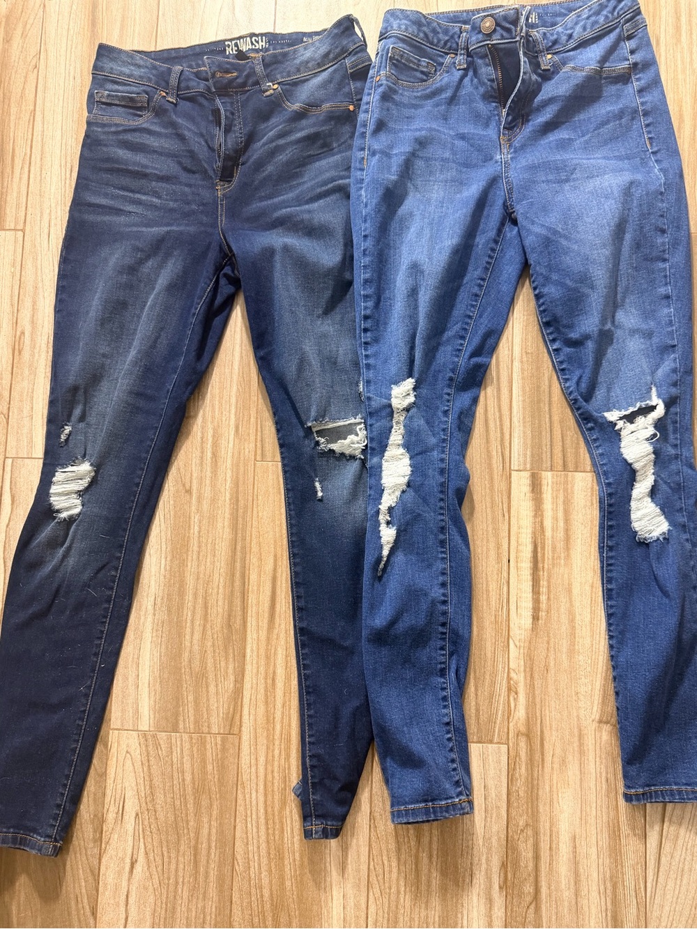 Rewash Women's Skinny Jeans Duo - Dark Blue & Medium Blue 2 pairs bundle